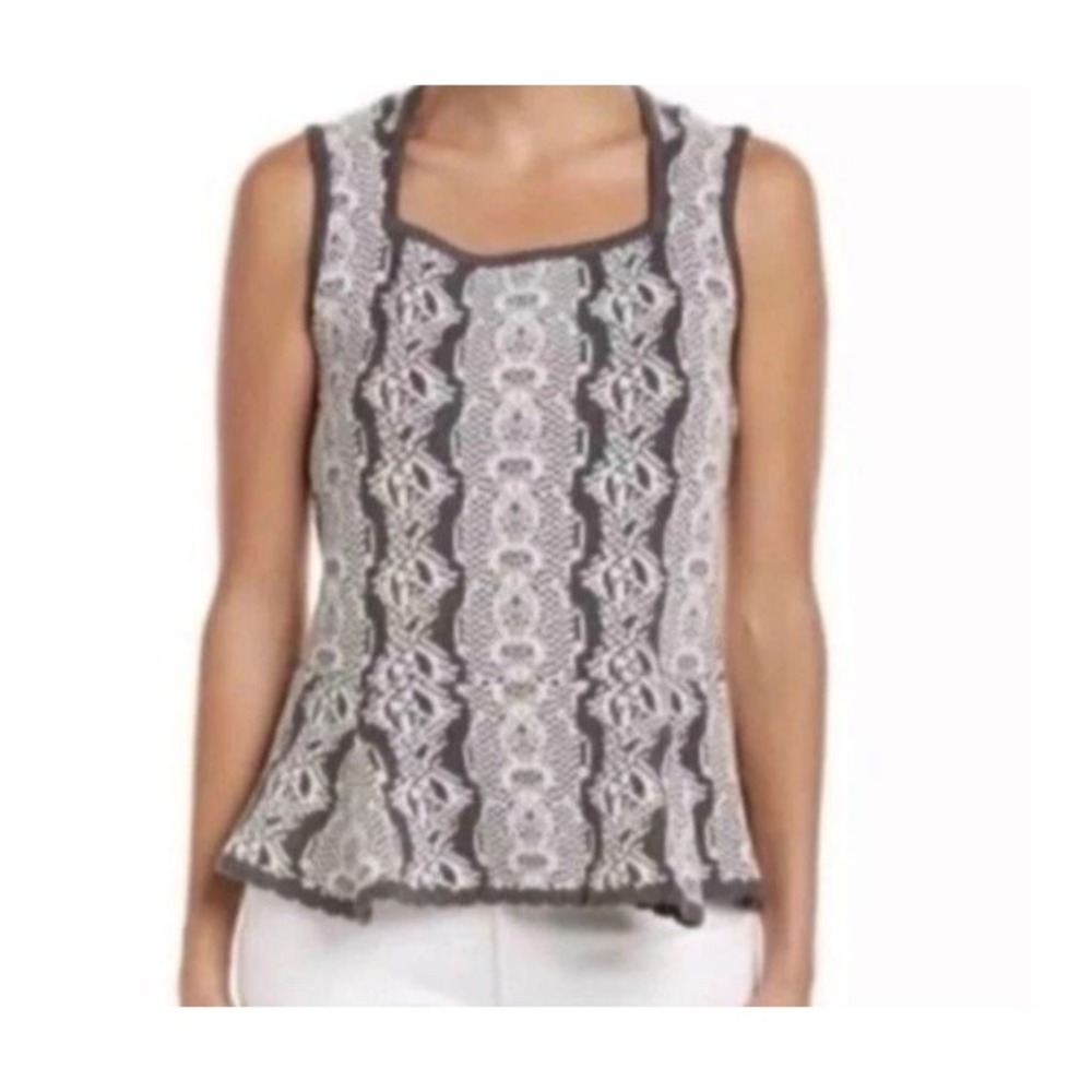CAbi Blouse Top Sleeveless Thick Shirt Layering Peplum Gray‎ Womens Size S #887